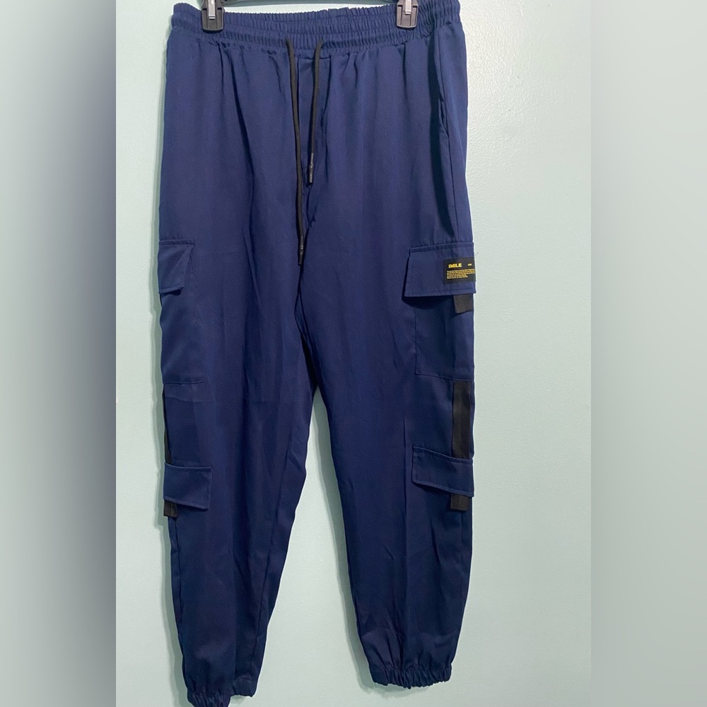 Blue Cargo Pants Relaxed Fit